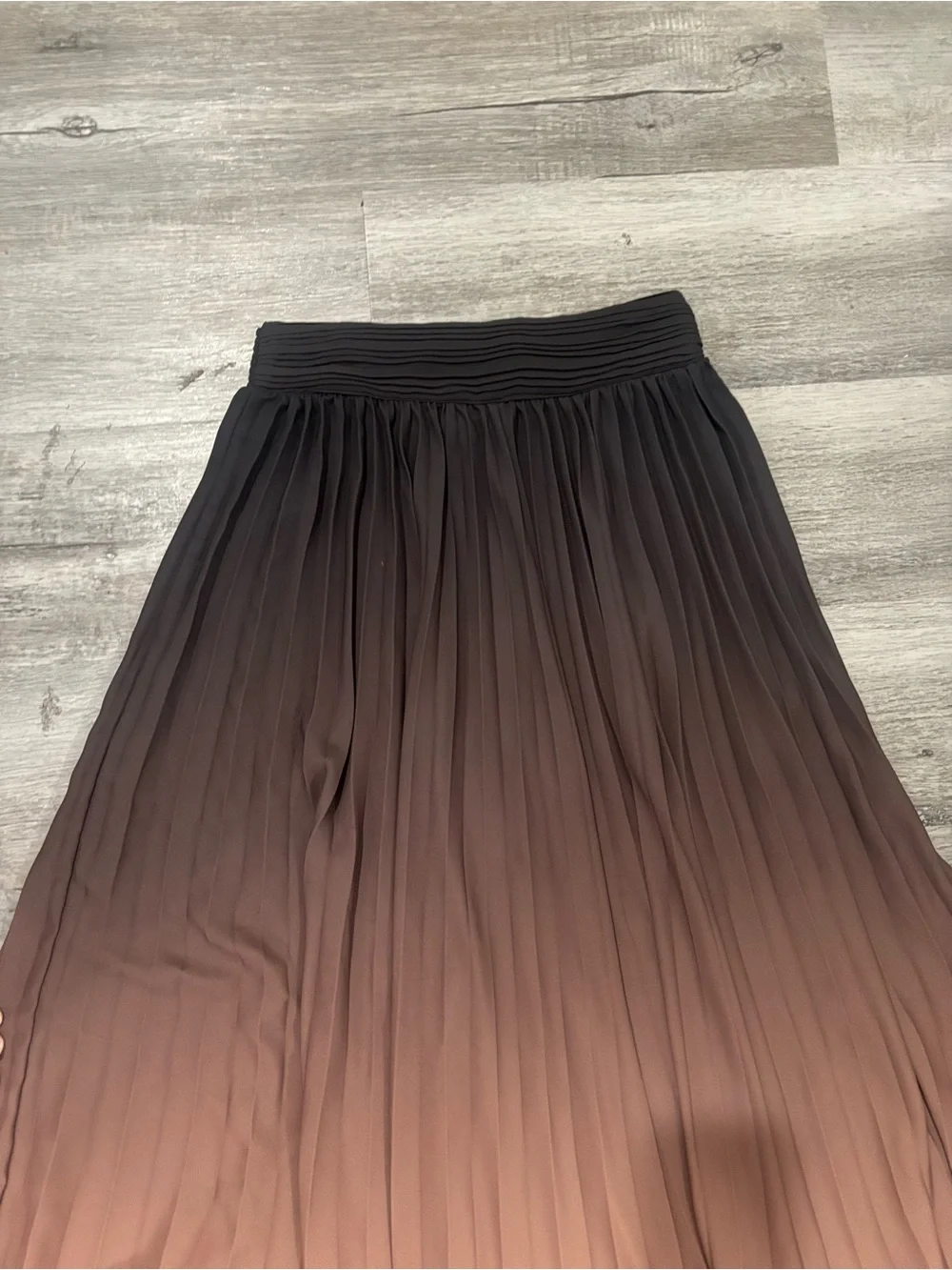 WD.NY Brown to Black Ombre Pleated Maxi Skirt